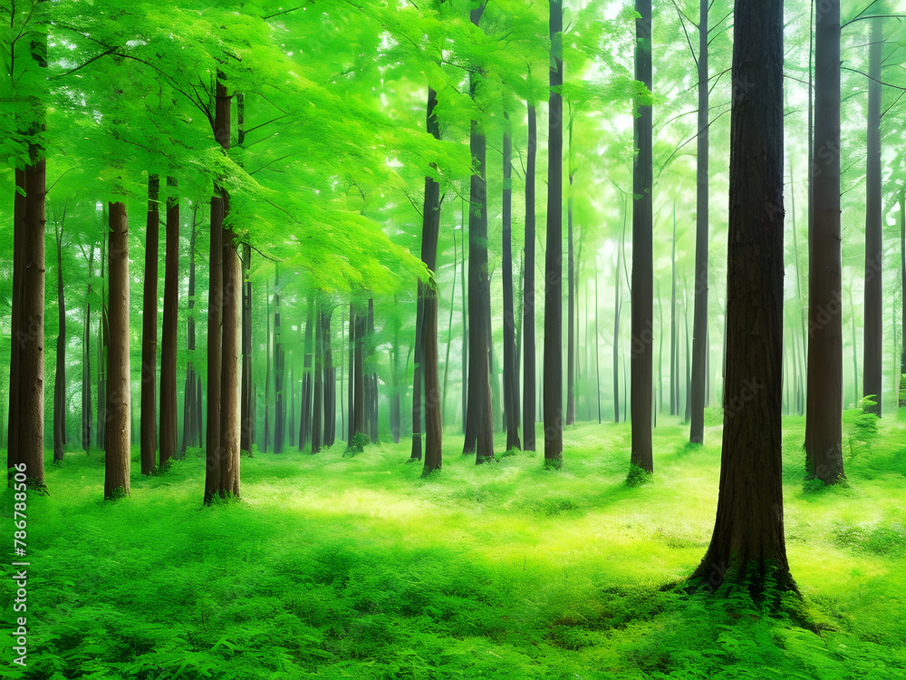 Fototapeta premium 봄, 숲, 나무, 네이처