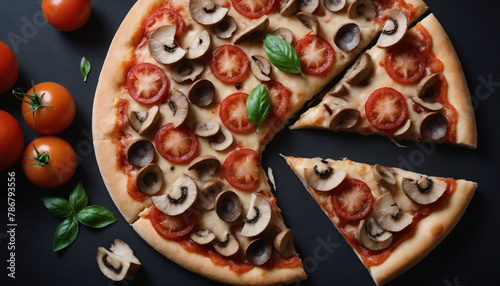 Pizza on a dark background