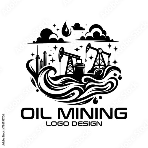 Oil Mining Vector Logo Design