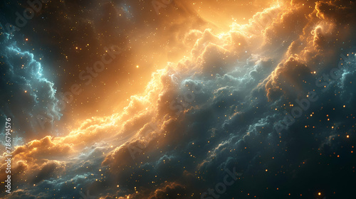 Cosmic clouds and starry space, Celestial Phenomenon Style, Mystery of the Universe Concept, Suitable for Science and Education Content, copy space