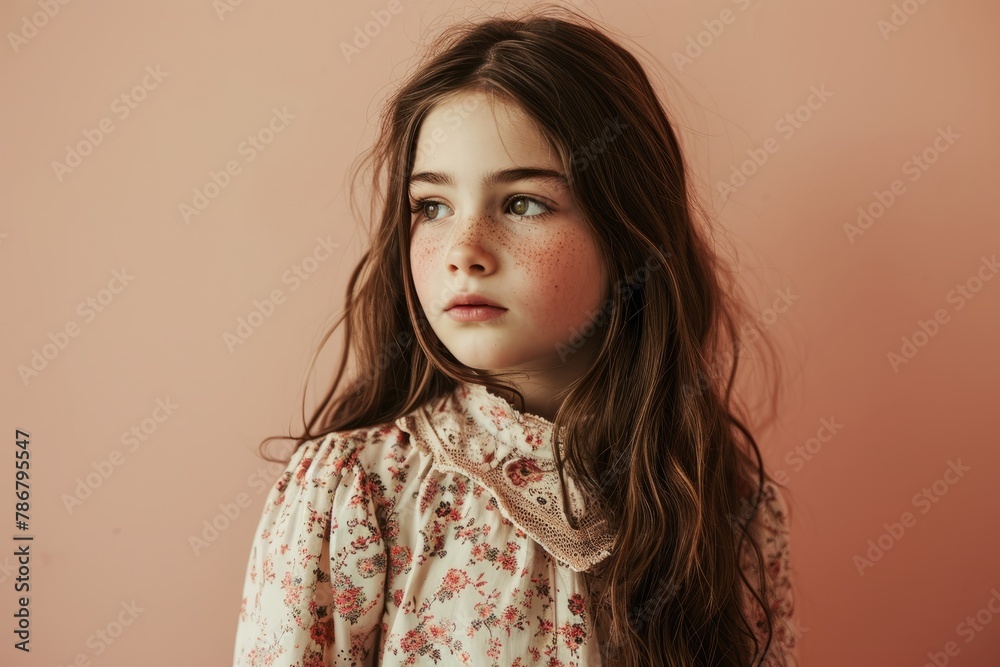 Portrait of a cute little girl with freckles on her face Portrait of a cute little girl with freckles on her face