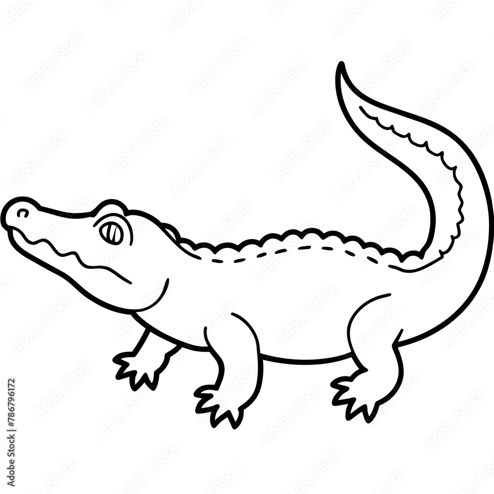 Fototapeta premium crocodile isolated on white mascot,crocodile silhouette,crocodile face vector,icon,svg,characters,Holiday t shirt,black crocodile face drawn trendy logo Vector illustration,crocodile line art on a whi