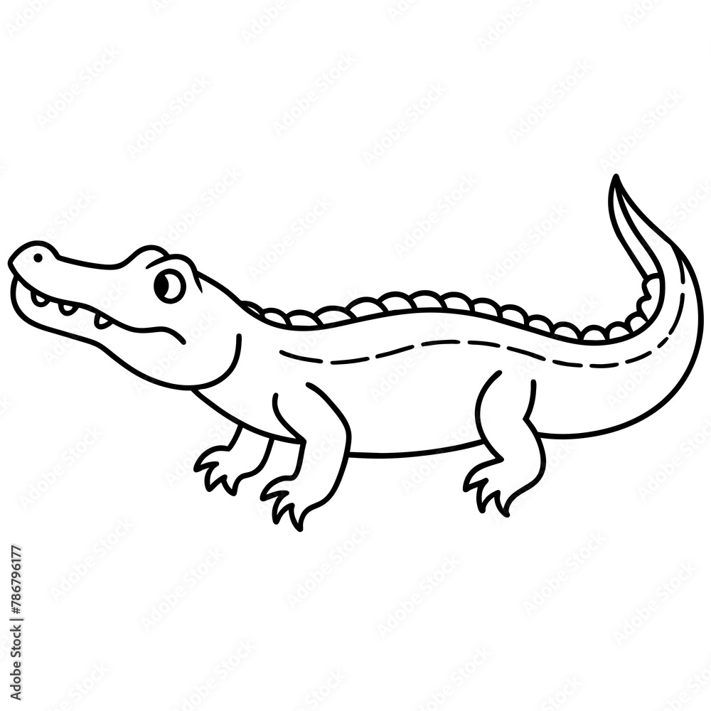 Obraz premium crocodile isolated on white mascot,crocodile silhouette,crocodile face vector,icon,svg,characters,Holiday t shirt,black crocodile face drawn trendy logo Vector illustration,crocodile line art on a whi
