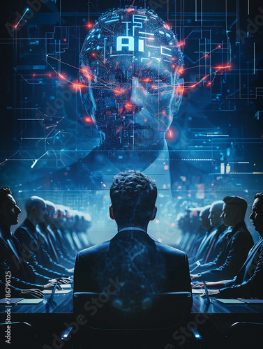 A theatrical poster showing an AI conglomerate where 