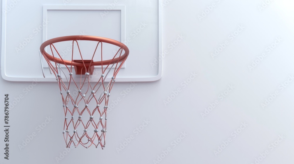 A solitary basketball hoop stands ready against a stark white backdrop, evoking anticipation for the next game AI Generative.