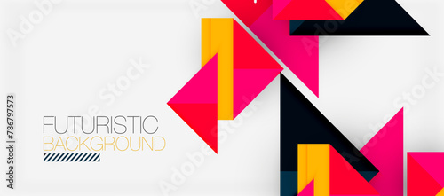 A futuristic design featuring colorful triangles on a white background, showcasing symmetry and pattern. The use of magenta tints and shades adds a vibrant touch to the graphic art piece Free Download A futuristic design featuring colorful triangles on a white background, showcasing symmetry and pattern. The use of magenta tints and shades adds a vibrant touch to the graphic art piece - GFXLoad