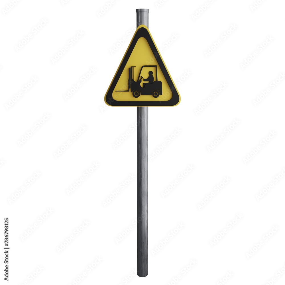 Danger forklift sign on the road clipart flat design icon isolated on transparent background, 3D render road sign and traffic sign concept Danger forklift sign on the road clipart flat design icon isolated on transparent background, 3D render road sign and traffic sign concept