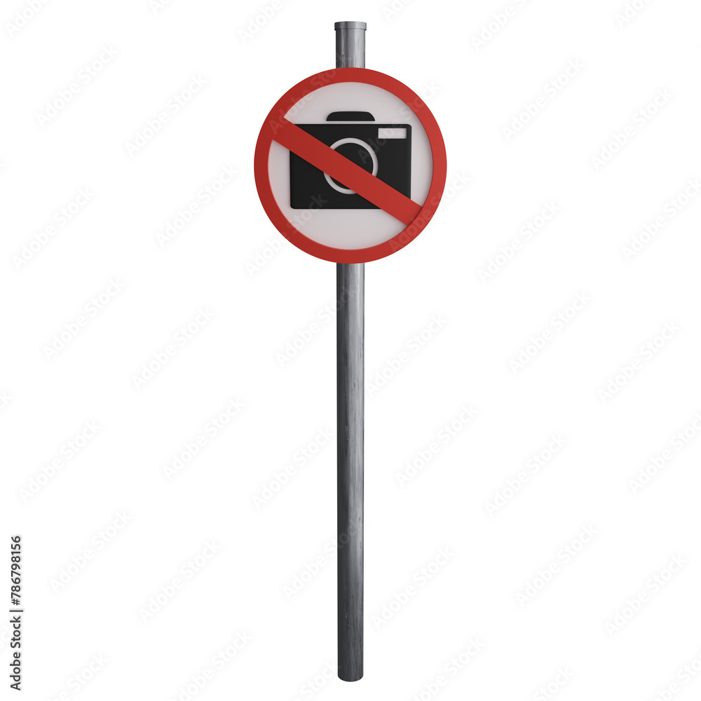 No camera sign on the road clipart flat design icon isolated on transparent background, 3D render road sign and traffic sign concept No camera sign on the road clipart flat design icon isolated on transparent background, 3D render road sign and traffic sign concept