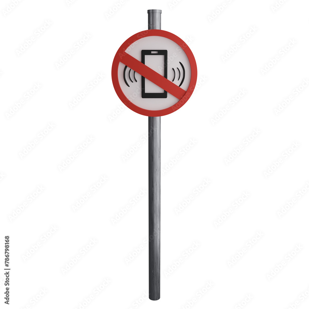 No phone sign on the road clipart flat design icon isolated on transparent background, 3D render road sign and traffic sign concept No phone sign on the road clipart flat design icon isolated on transparent background, 3D render road sign and traffic sign concept