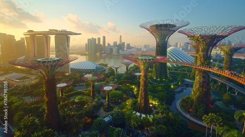 An engaging view of Singapores futuristic cityscape showcasing the Marina Bay Sands photo
