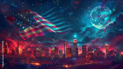 American Independence Day Illustration for Background  Generative AI