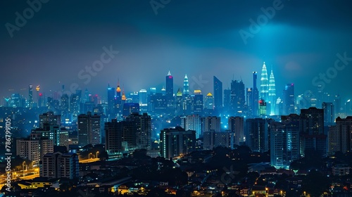 The twin towers at night in malaysia photo