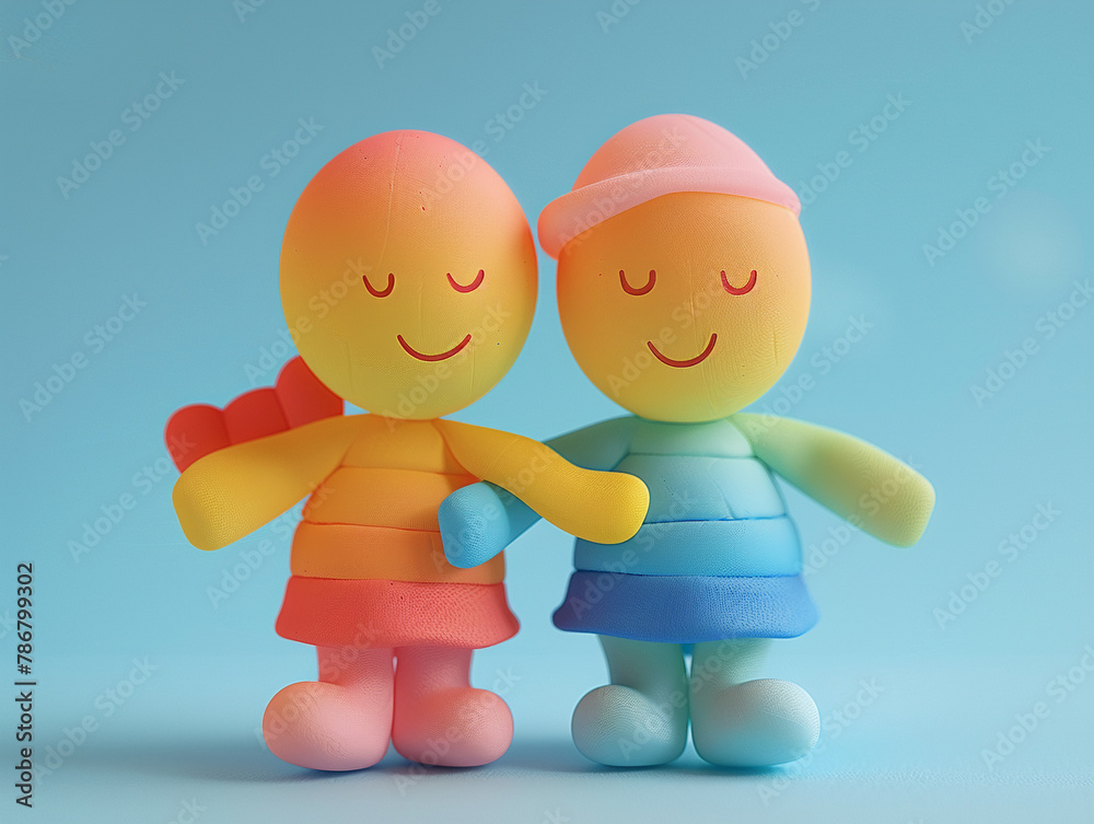 Happy LGBTQ couples lovely cartoon design style Happy LGBTQ couples lovely cartoon design style