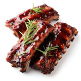 Succulent Barbecued Ribs Glazed with BBQ Sauce and Garnished with Rosemary