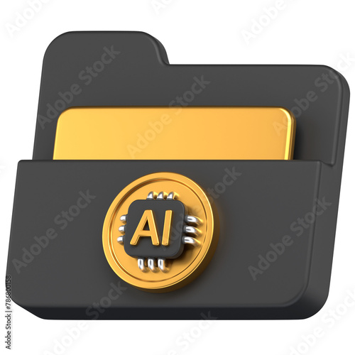 3D Icon of a folder with an ai chip attached to it (ID: 786800158)
