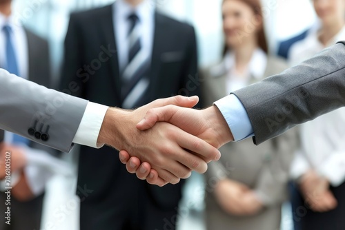 Shaking hands and partnership, Business handshake in the office, Generative AI