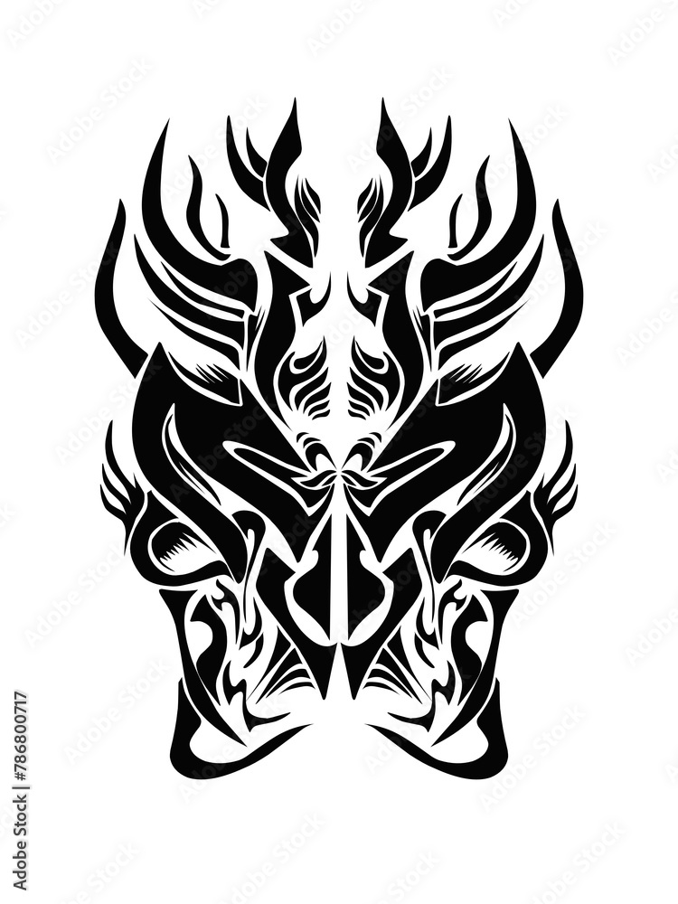 Head beast tattoo. Perfect for tribal tattoos, stickers, banner design elements, posters