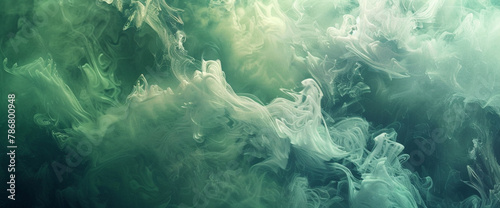 Immerse yourself in the mesmerizing world of digital art with this AI-generated image. The wallpaper showcases multiple green and white smoke elements swirling together.