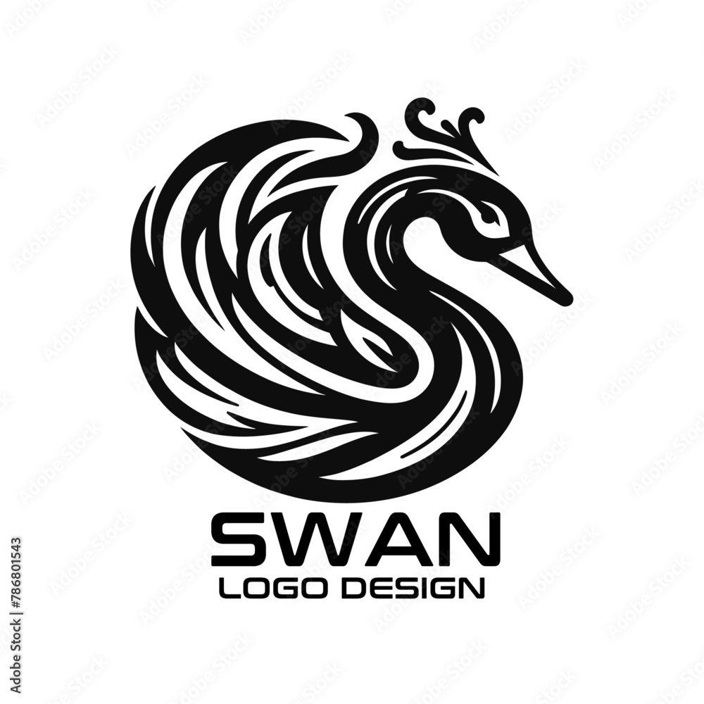 Swan Vector Logo Design Swan Vector Logo Design