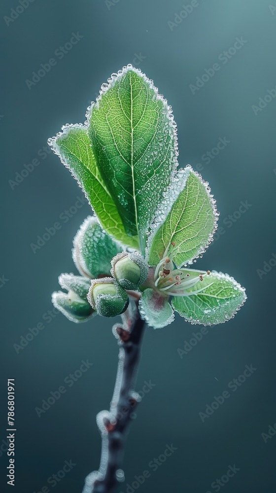 Frozen flowers and leaves Frozen flowers and leaves