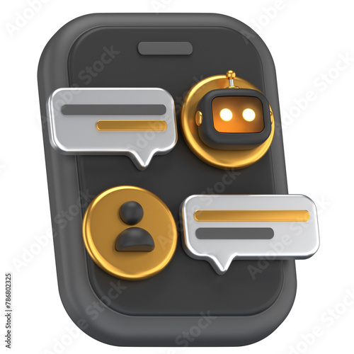 3D Icon of an ai chatbot conversation on a mobile phone (ID: 786802325)