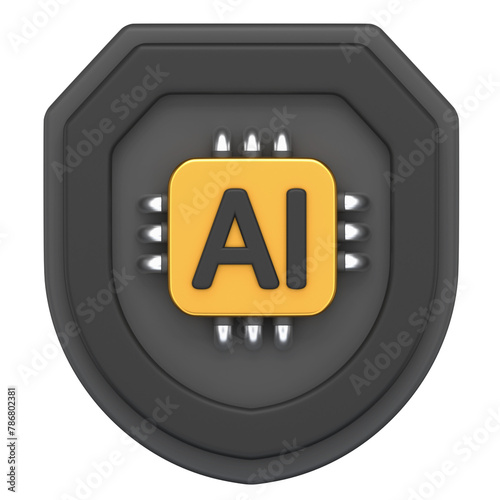 Icon of a shield with a ai chip attached on it (ID: 786802381)