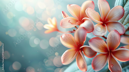 vector illustration of frangipani flowers with a blur and bokeh appearance AI Generative