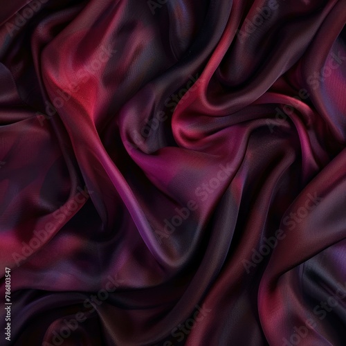 Rich burgundy silk with a subtle abstract pattern of deep purples and reds