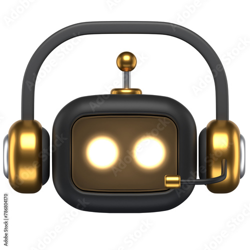 3D Icon of a robot head with headset (ID: 786804170)
