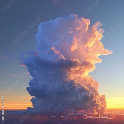 A towering anvil cloud in 3D displaying the powerful updrafts characteristic of thunderstorms photo
