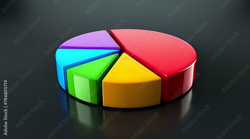 Obraz premium Eye-Catching 3D Pie Chart Design in Colorful Tones - High Resolution Stock Photo