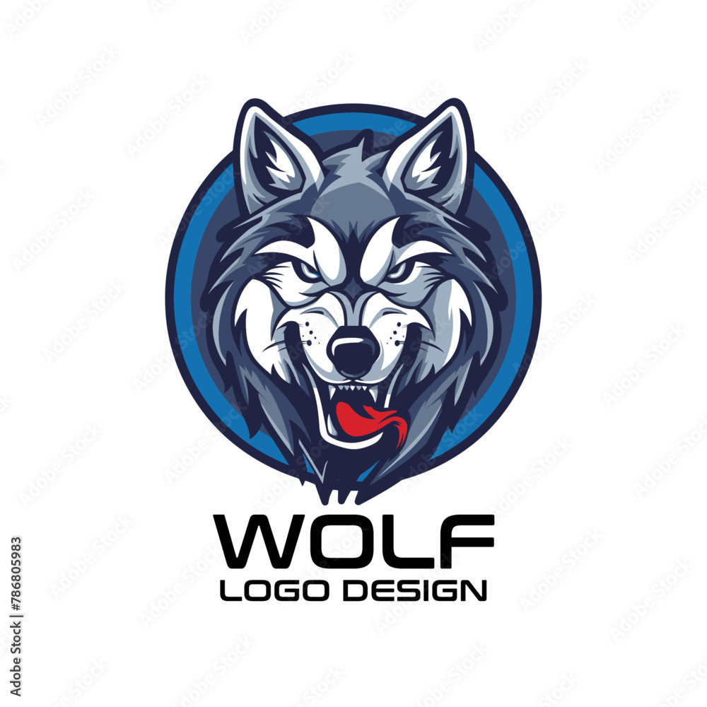 Wolf Cartoon Vector Logo Design