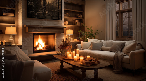 living room with fireplace © qaiser