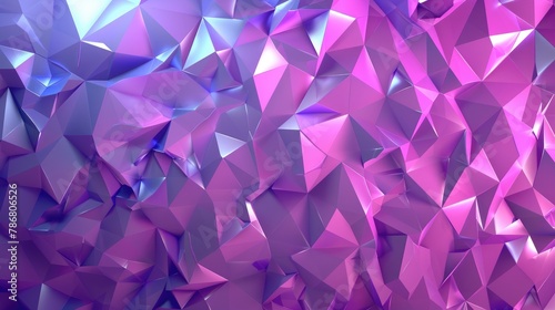 Purple abstract background featuring pink and blue triangles for design purposes