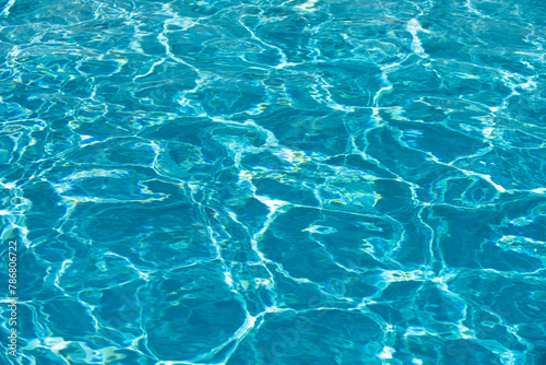 Fototapeta Naklejka Na Ścianę i Meble -  Pool water background, blue wave abstract or rippled water texture background.