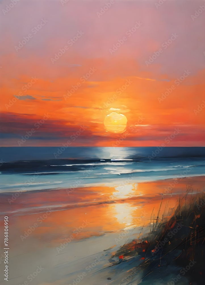 Expressive Sunset Silhouettes: Atmospheric Abstract Paintings