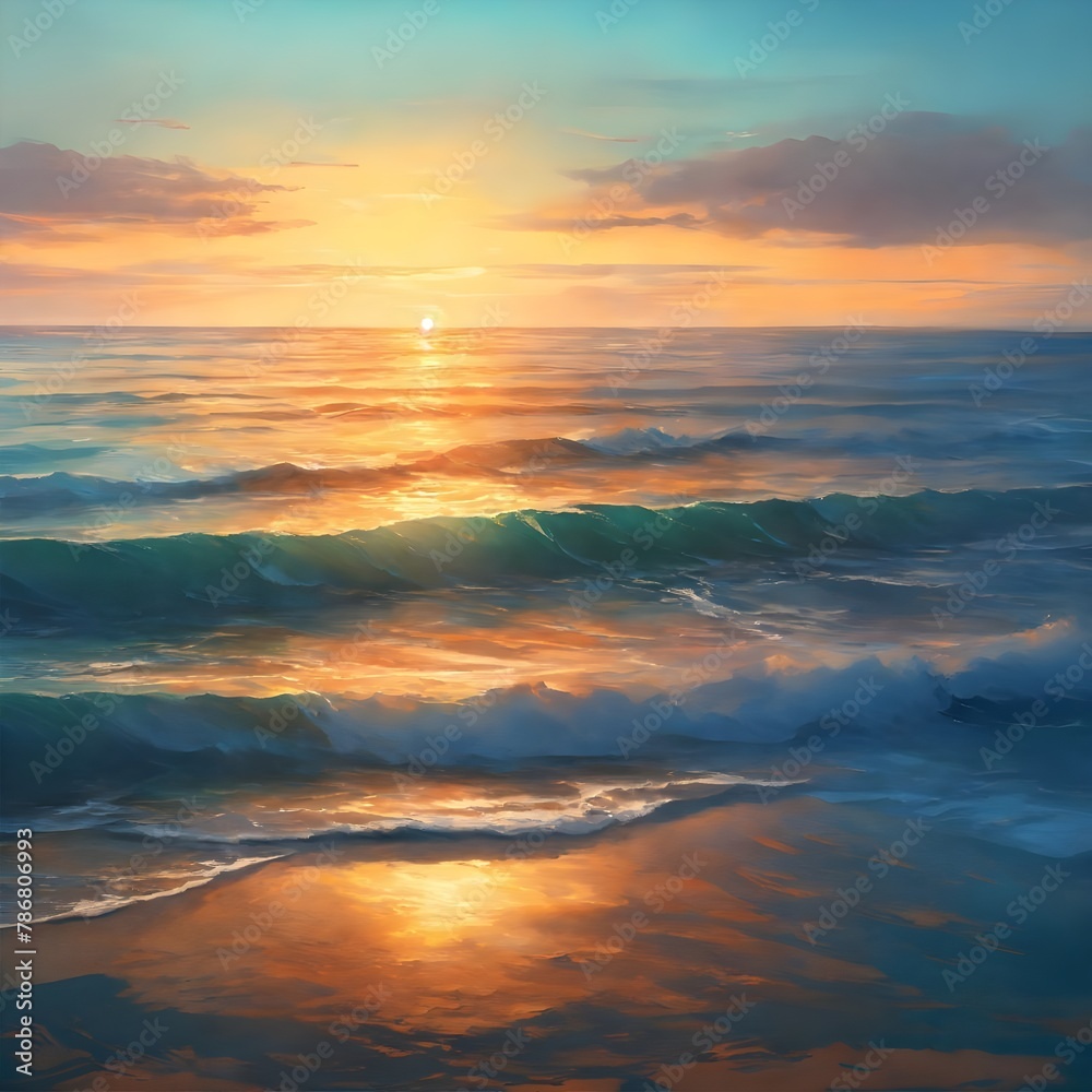 Calm Waters: Tranquil Ocean Paintings with Empty Horizons
