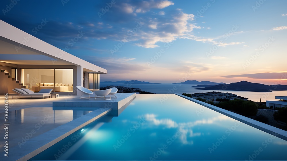 Luxury minimalist house with swimming pool and beautiful sea view 