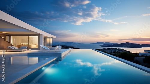 Luxury minimalist house with swimming pool and beautiful sea view 