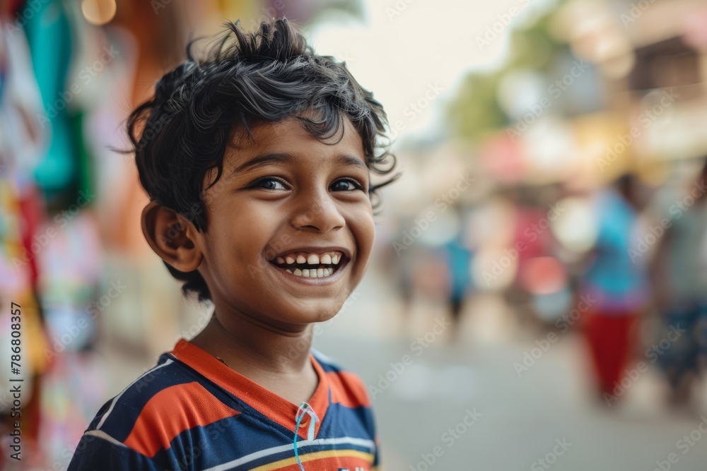 Portrait of a smiling Indian little boy on the street in India Portrait of a smiling Indian little boy on the street in India