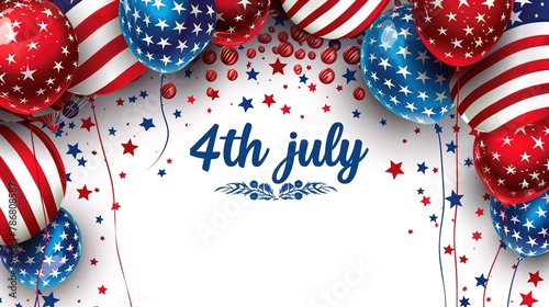 4th july, independence day of US. vector illustration. photo
