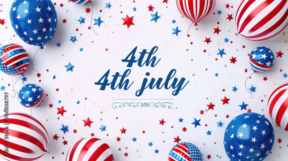 Obraz premium 4th july, independence day of US. vector illustration.