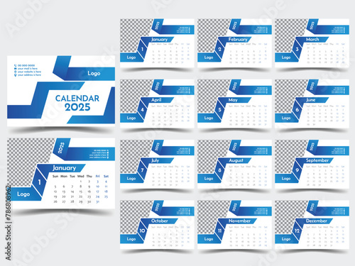 Desk calendar with a simple, minimalistic design for 2021. Design planner template for corporate businesses. Sunday is the start of the week. a 12-month period. All set to print.contemporary backgroun