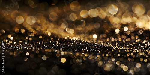 Golden color of bokeh abstract background Abstract gold bokeh of water and lights on black background 