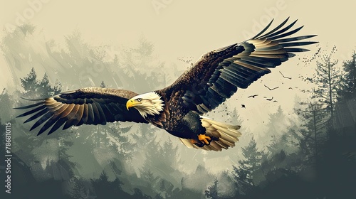 vector illustration of an eagle flying high in the air 4 AI generative