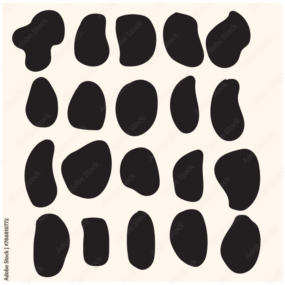 Fototapeta premium Organic blob shape with irregular form abstract with illustration style doodle and line art