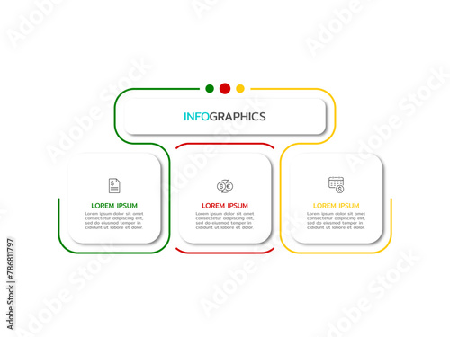Vector business infographic template with 3 options or steps with icons.