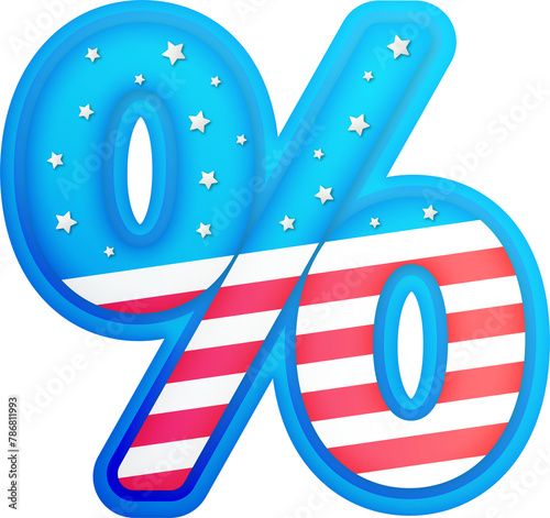 USA Text Effect Alphabet Lettering percent