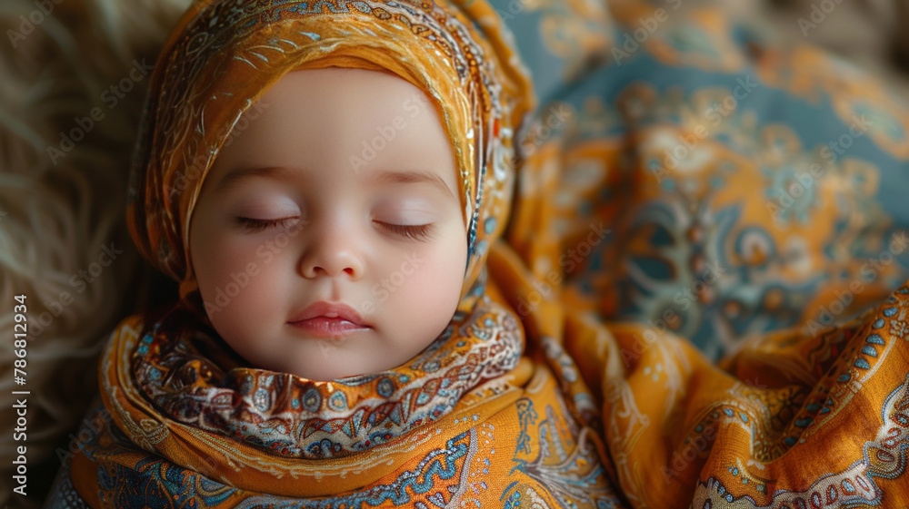 newborn Muslims baby with head,generative ai newborn Muslims baby with head,generative ai