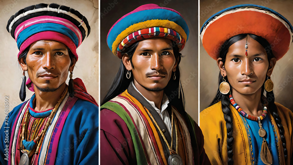 Portraits of Peruvan native people